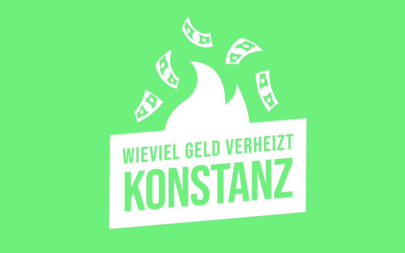 Auf dem Bild sieht man das Logo von der Crowdrecherche Wie viel Geld verheizt Konstanz?