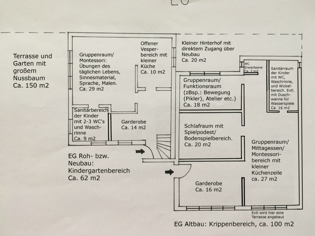 Das Bild zeigt den Raumplan eines geplanten Kindergartens in Konstanz.