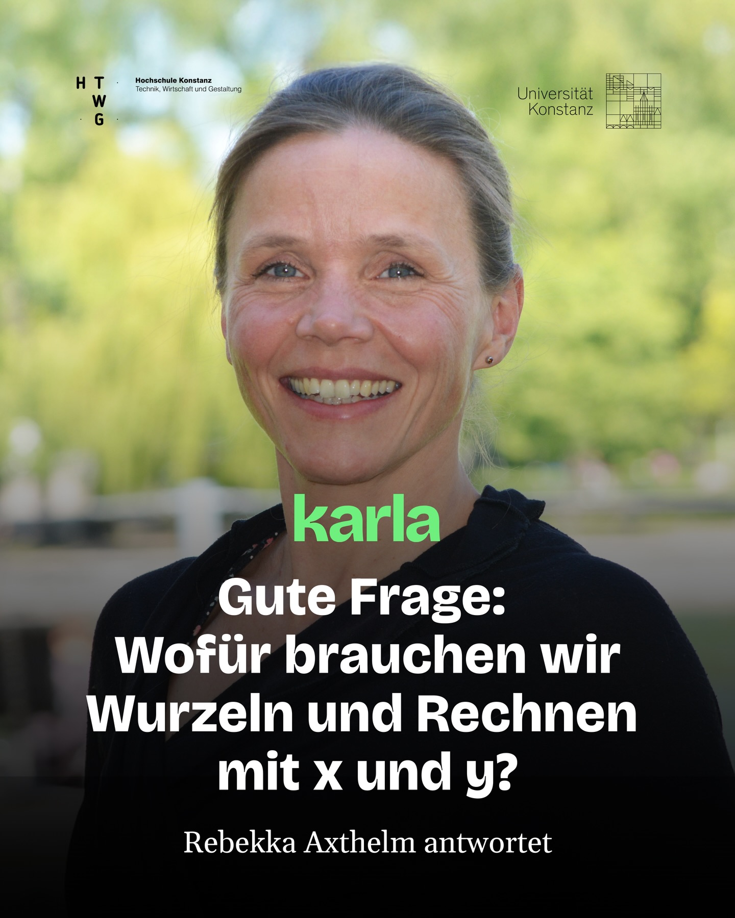 ❓ Hast du dich im Matheunterricht auch gefragt, wofür du x, y und Wurzeln später mal brauchst? Die 10-jährige Florina hat genau dazu nachgehakt, Rebekka Axthelm hat geantwortet!
👩🏫 Rebekka Axthelm ist Professorin an der HTWG Konstanz an der Fakultät Informatik und lehrt Mathematik. Für diese „Gute Frage!” erklärt sie, wofür sie Variablen und Wurzeln in ihrer aktuellen Arbeit an der HTWG braucht.
💻 Sie hat ein Programm geschrieben, mit dem sie Bewegungen im Raum berechnen kann, zum Beispiel wenn es einen Feueralarm gibt und alle den Raum möglichst schnell verlassen müssen. Ihr Programm hat etwa 35.000 Programmzeilen, in denen tausende x-Variablen vorkommen und Wurzeln bis zu 100.000 Mal berechnet werden.
🔔 Das Programm soll beantworten: Wird es irgendwo zu eng im Raum? Und falls ja, könnte man die Tische anders stellen, um das zu verhindern? Damit das Programm diese Fragen beantworten kann, werden eine Menge Variablen und Wurzelrechnungen benötigt.
🧮 Und Wie genau ging das mit dem Wurzelrechnen nochmal? Auch diese Frage beantwortet Axthelm. Schau dafür auf unserer Website vorbei und lies die vollständige Antwort über den Link in der Bio! 🔍
💡 Die Serie „Gute Frage” hat @luenmich für @karlakonstanz.de gemeinsam mit der @htwgkonstanz und der @unikonstanz gestartet. Wissenschaftler:innen beantworten hier die neugierigen Fragen von Konstanzer Kindern und Jugendlichen.
👉 Abonniere unseren Familien-Newsletter „familie mit k” (Link in Bio) und erhalte so die nächste Ausgabe direkt ins Postfach!